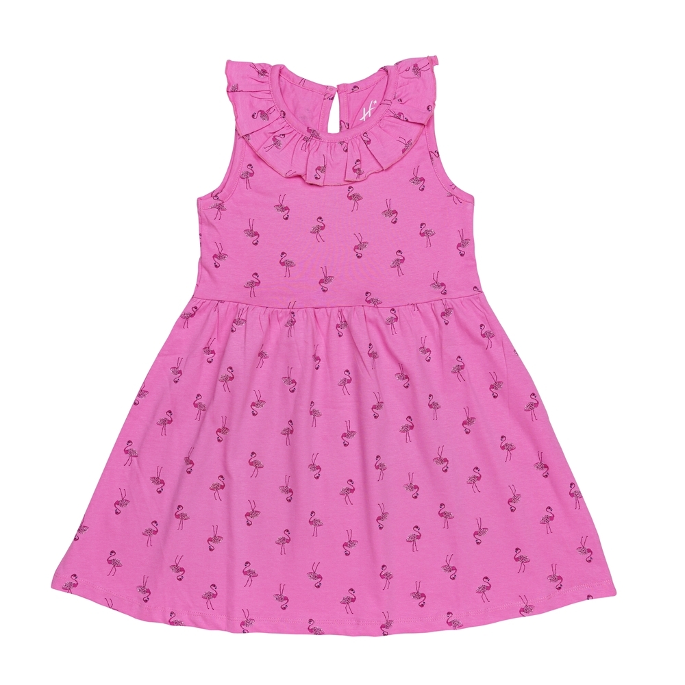

H by Hamleys Girls Short Sleeves Dress Flamingo Print-Pink