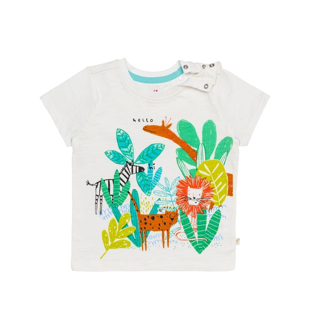 

H by Hamleys Boys Short Sleeves T-Shirt Jungle Print-White