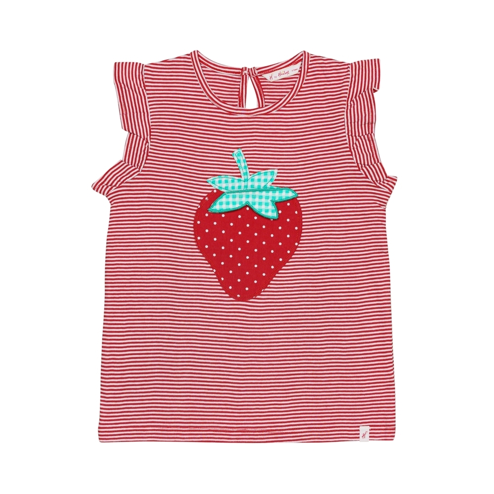 

H by Hamleys Girls Short Sleeves T-Shirt Stawberry Applique-Multicolor