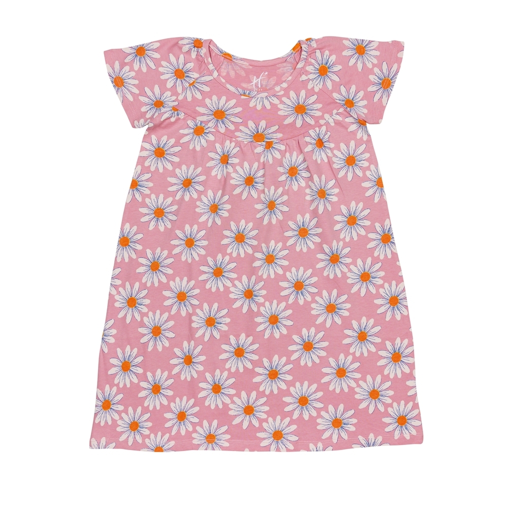 

H by Hamleys Girls Short Sleeves Dress Sunflower All Over Print-Multicolor