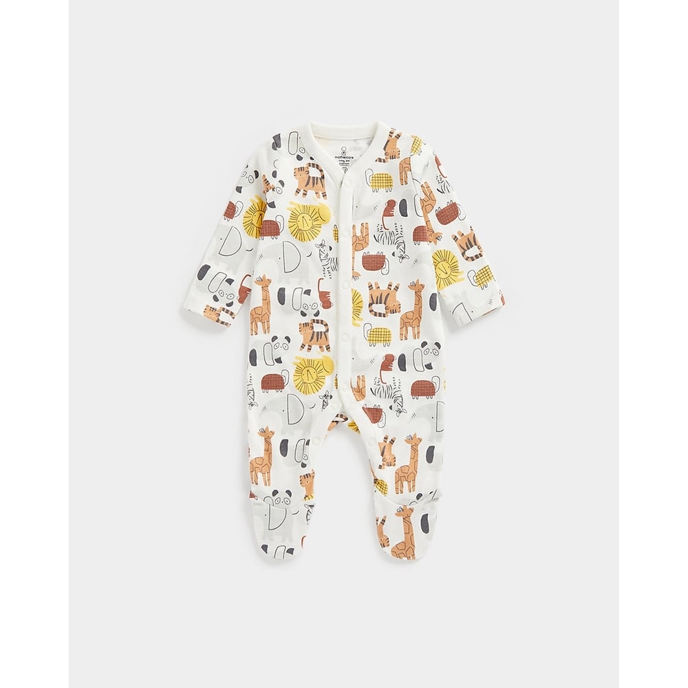 

Unisex Full Sleeves Sleepsuits Animal All Over Print-Multicolor