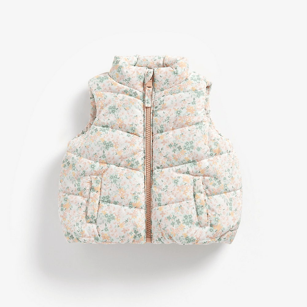 

Girls Sleeveless Jacket Floral Print - Multicolor