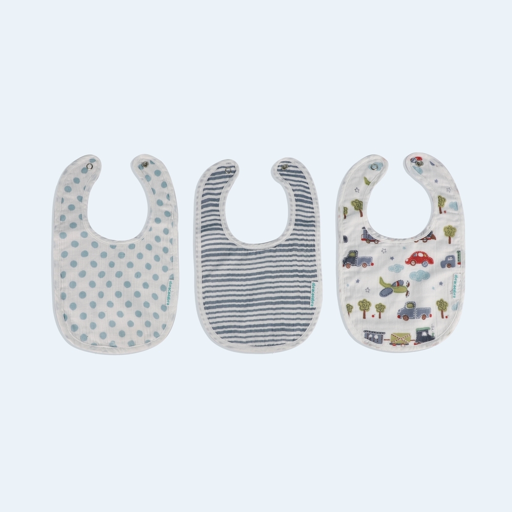 

Abracadabra transport muslin bibs blue pack of 3