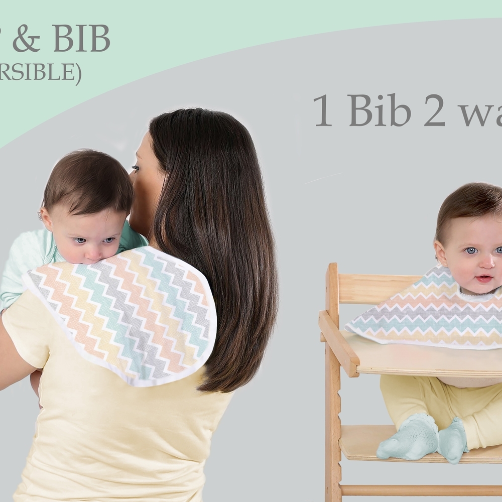 

Abracadabra sleepy friends 2-1 reversible burpy bib multicolor