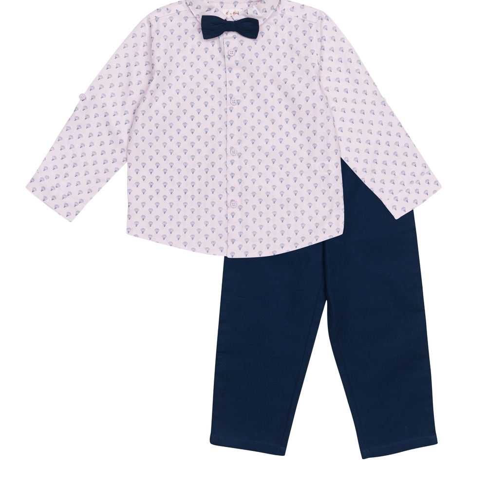 

h by hamleys baby boy party wear set- pink multi colour pack of 3