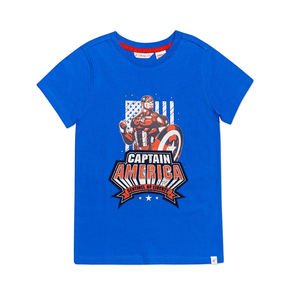 

h by hamleys captain america boy's tshirt- blue pack of 1