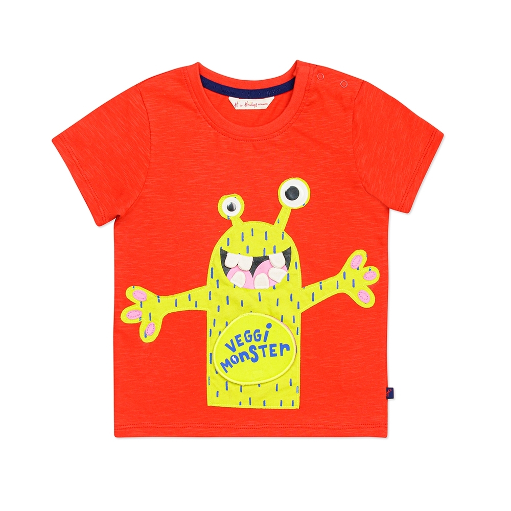 

h by hamleys baby boy monster print t-shirt- red pack of 1
