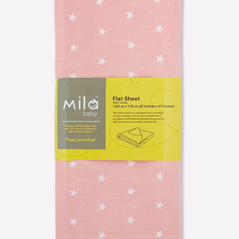 

Mila Baby Stars Flat Sheet Pink