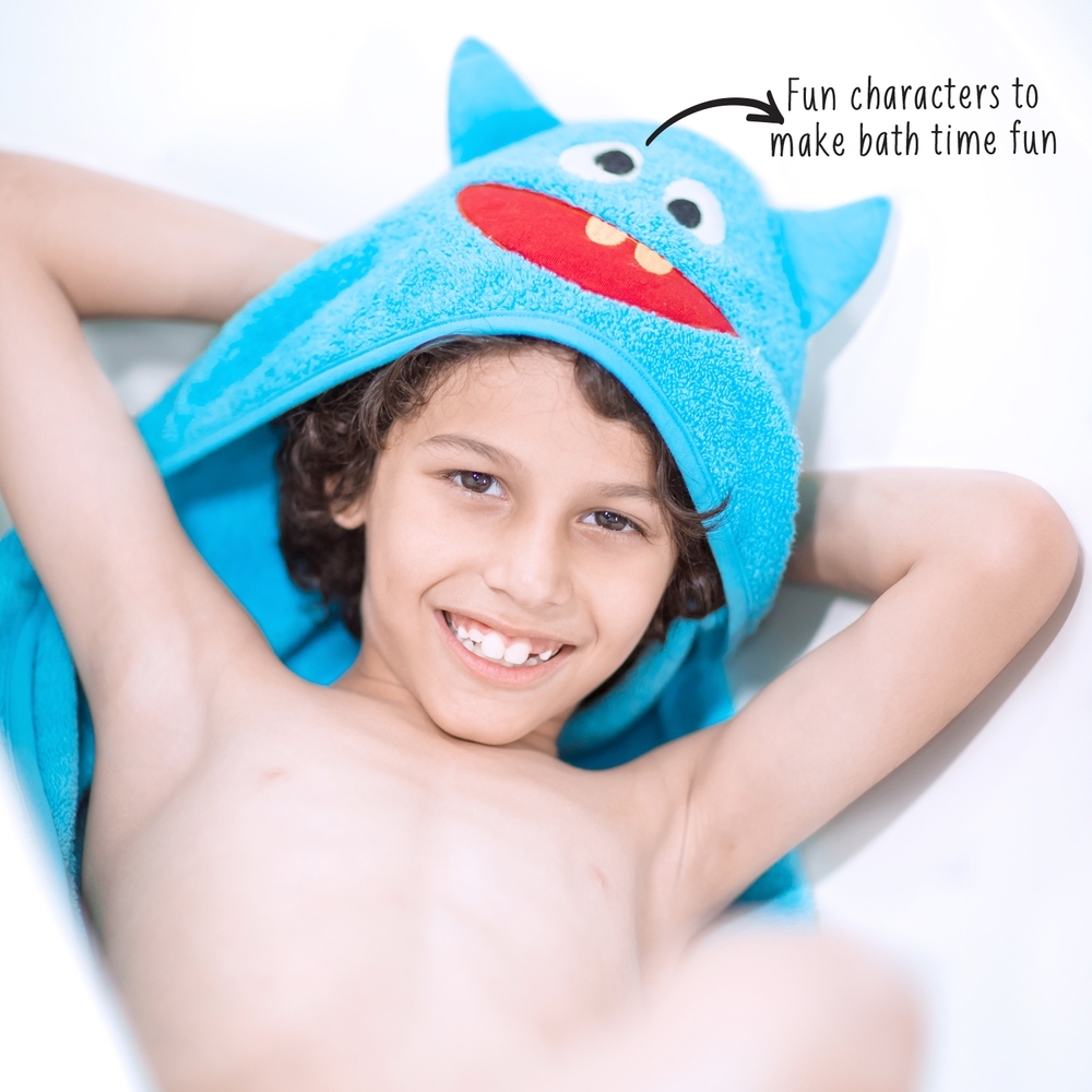 

Rabitat monster hooded baby towel blue