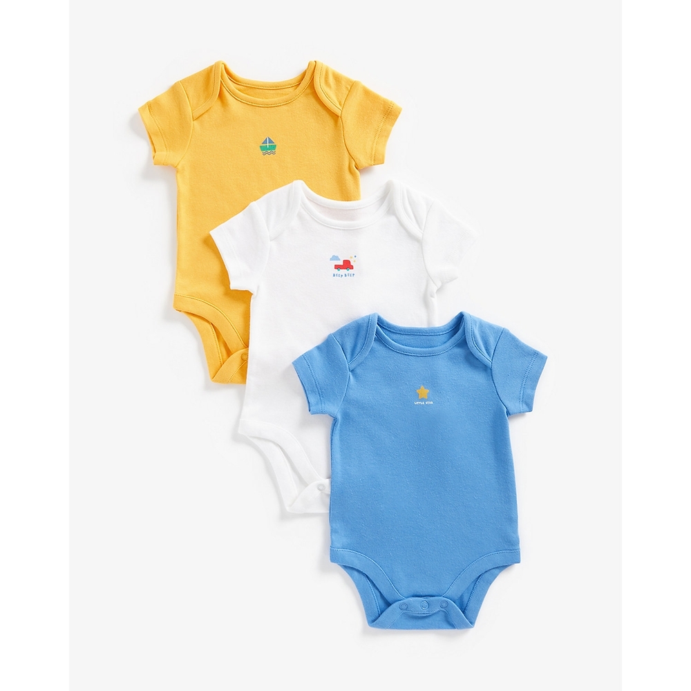 

Boys Half Sleeves Bodysuit -Pack of 3-Multicolor