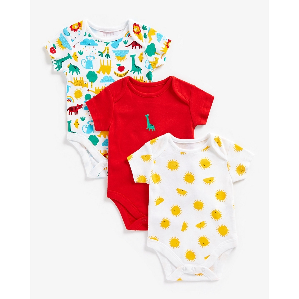 

Unisex Half Sleeves Bodysuit -Pack of 3-Multicolor