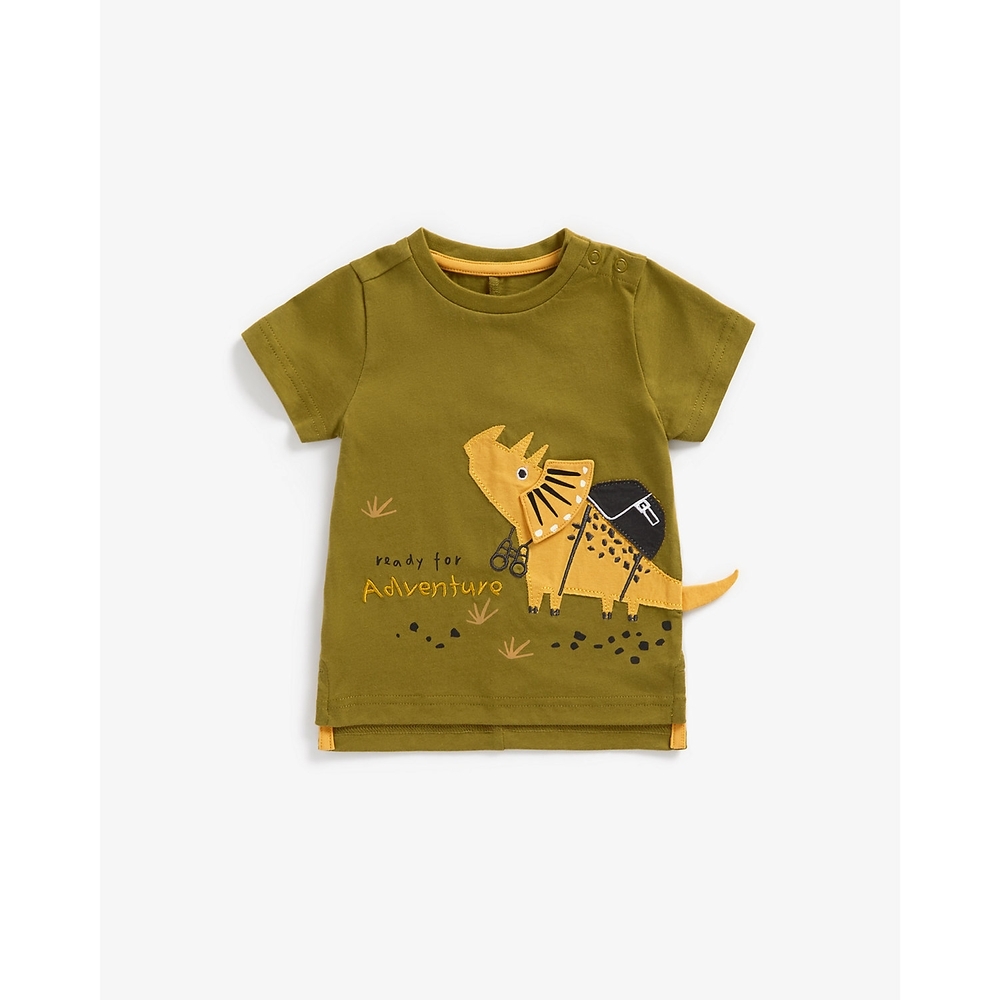 

Boys Half Sleeves T-Shirt 3D Dino Design-Khaki