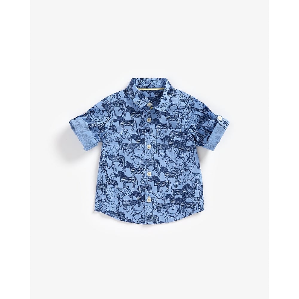 

Boys Full Sleeves Shirt Chambray All Over Animal Print-Blue