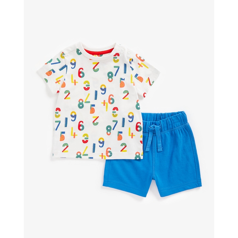 

Boys Half Sleeves Shorts T-Shirt Set Number Print-Multicolor
