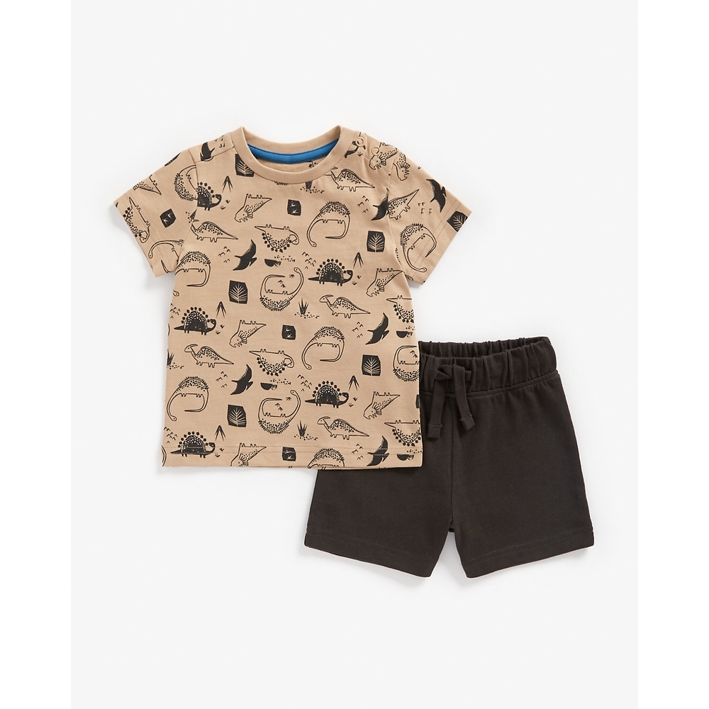 

Boys Half Sleeves Shorts T-Shirt Set Dino Design-Multicolor