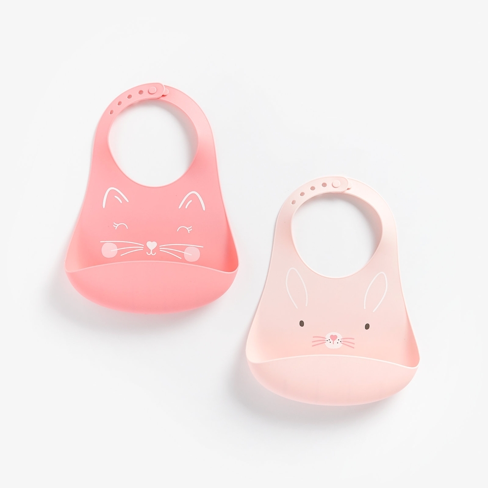 

Mothercare Cat and Bunny Crumb-catcher Pink Pack of 2