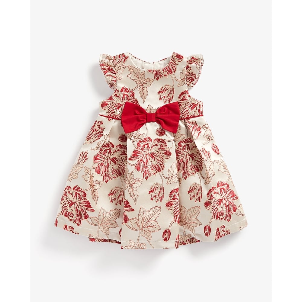 

Girls Sleeveless Dress Floral Print With Bow Design-Multicolor