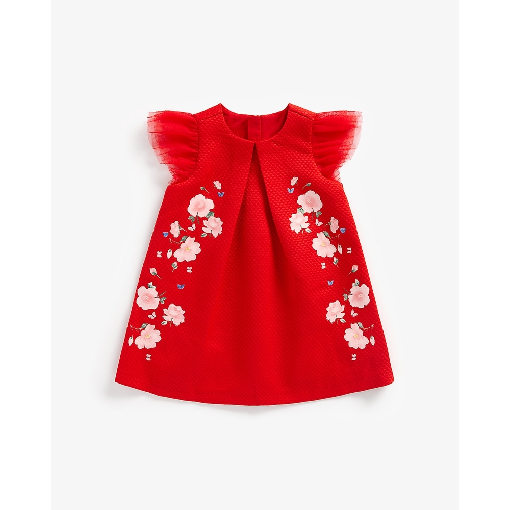 

Girls Sleeveless Textured Dress -Red