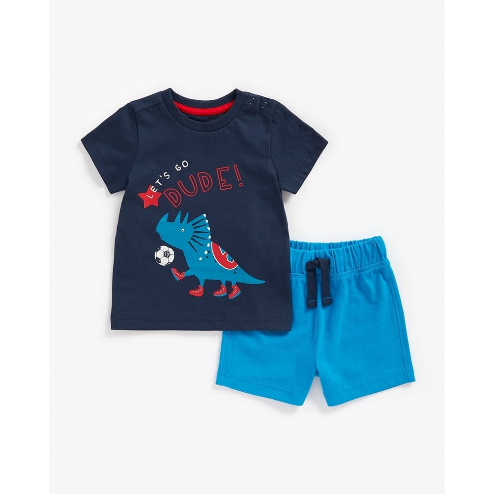 

Boys Short Sleeves Shorts T-Shirt Sets Dino Design-Multicolor