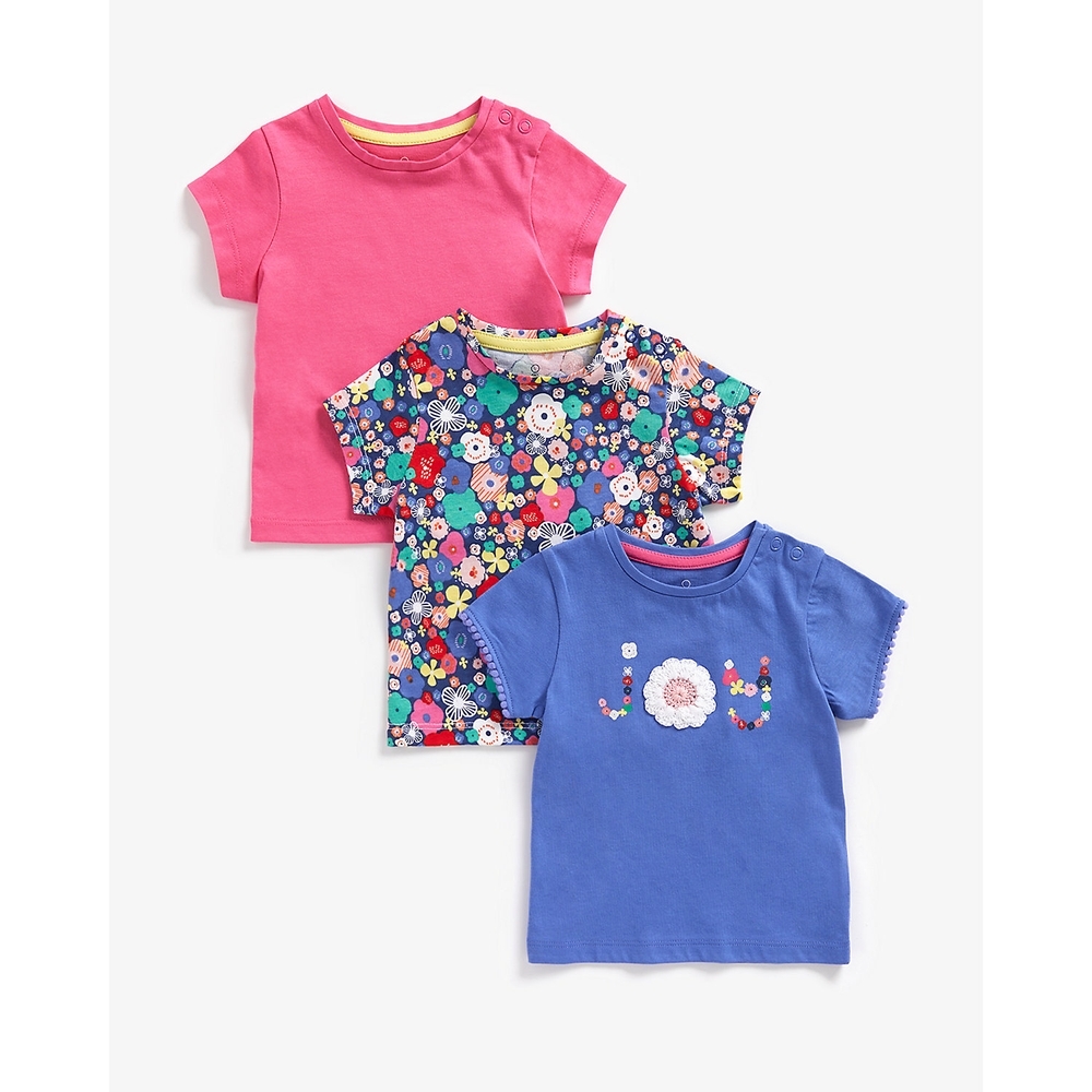 

Girls Short Sleeves Tops -Pack of 3-Multicolor
