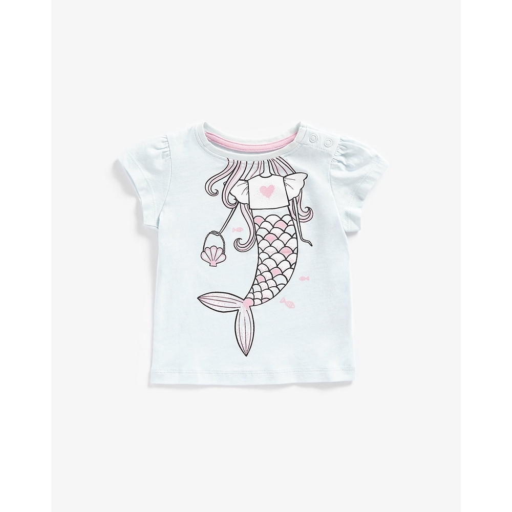 

Girls Short Sleeves Tops Mermaid Design-Blue