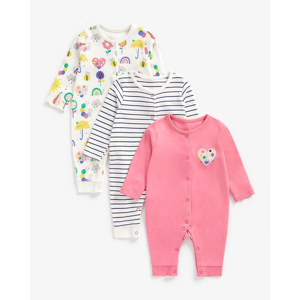 

Girls Full Sleeves Romper -Pack of 3-Multicolor