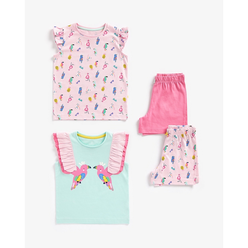

Girls Sleeveless Shortie Pyjama Set -Pack of 2-Multicolor