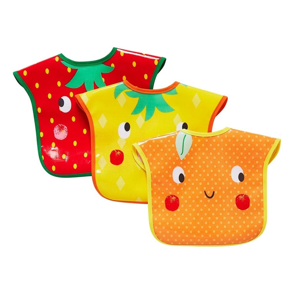 

Mothercare fruit slogan toddler bibs multicolor pack of 3