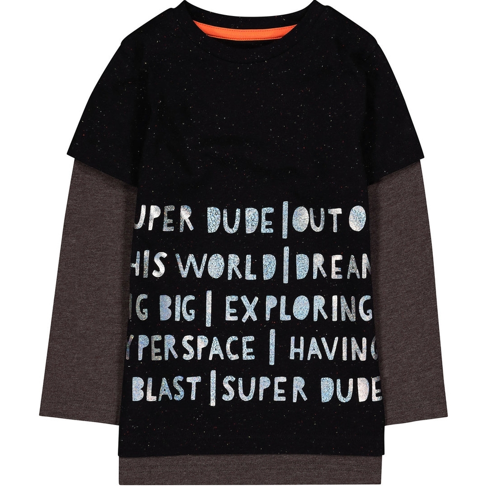 

Black Super Dude Mock Layer T-Shirt