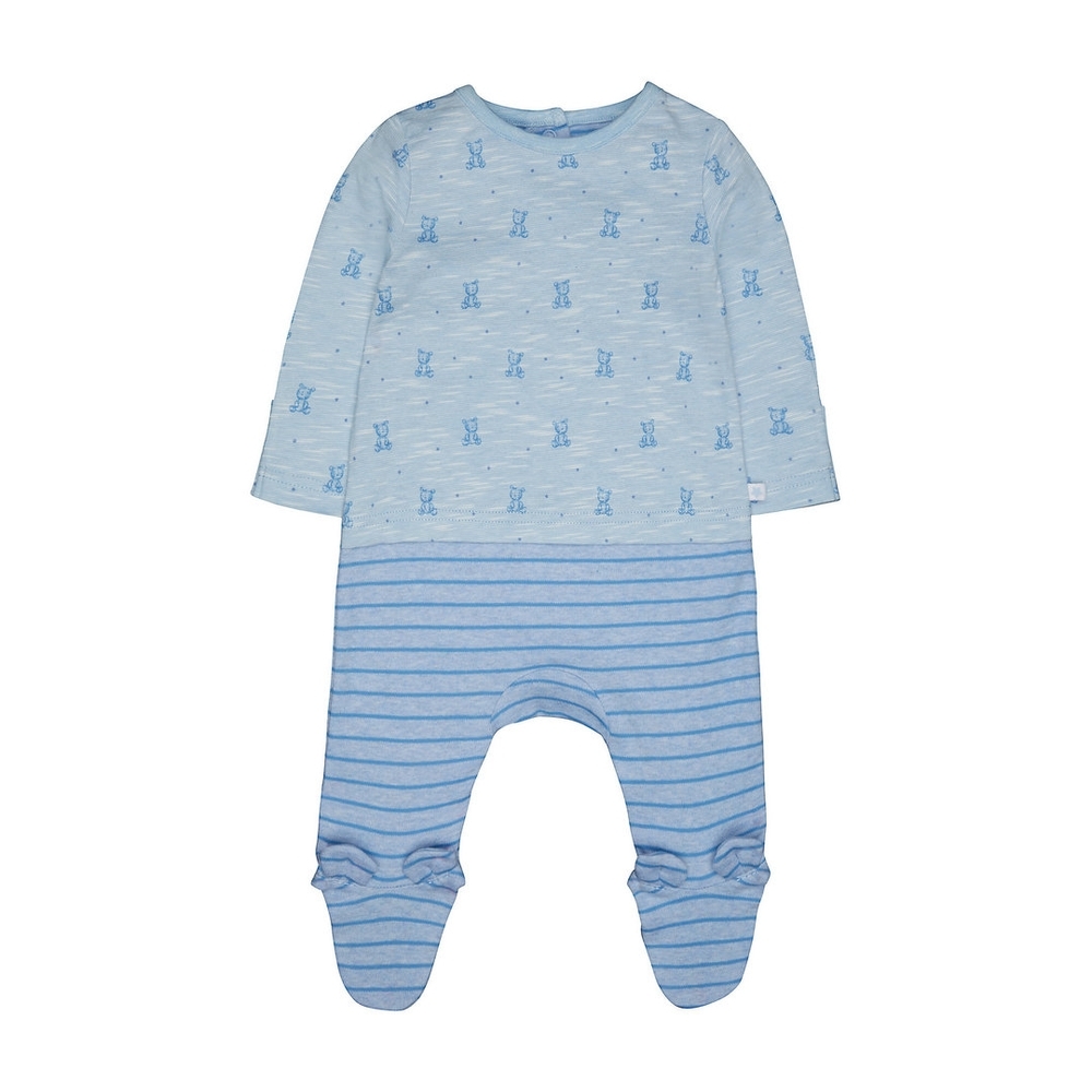 

Boys Full Sleeves Bear Mock T-Shirt Romper - Blue