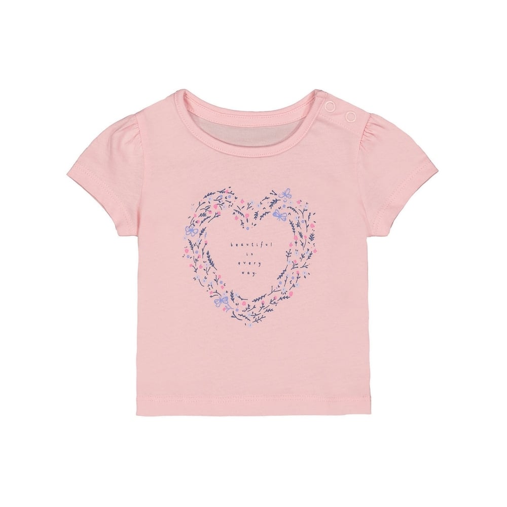 

Girls Half Sleeves T-Shirt Heart Print - Pink