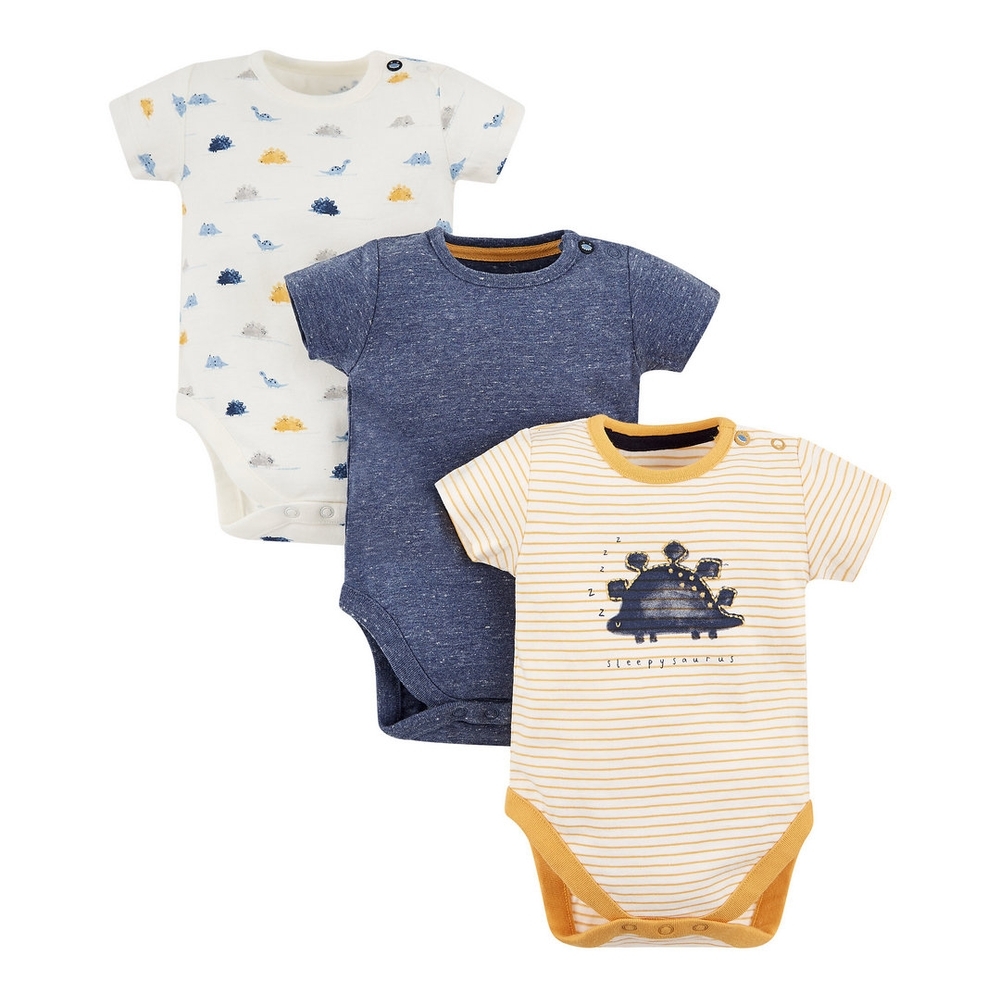 

Striped Dinosaur Bodysuits - 3 Pack