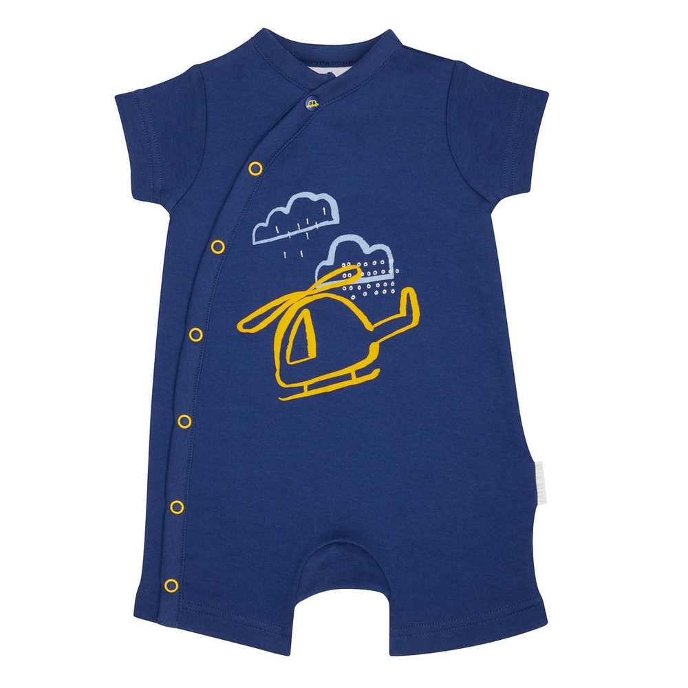 

Boys Half Sleeves Helicopter Print Romper - Navy
