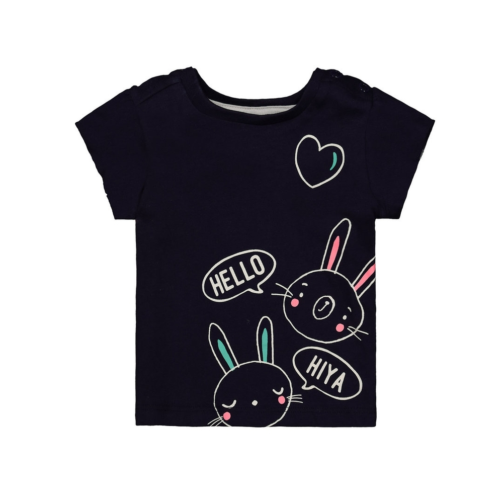 

Girls Half Sleeves T-Shirt Bunny Print - Navy