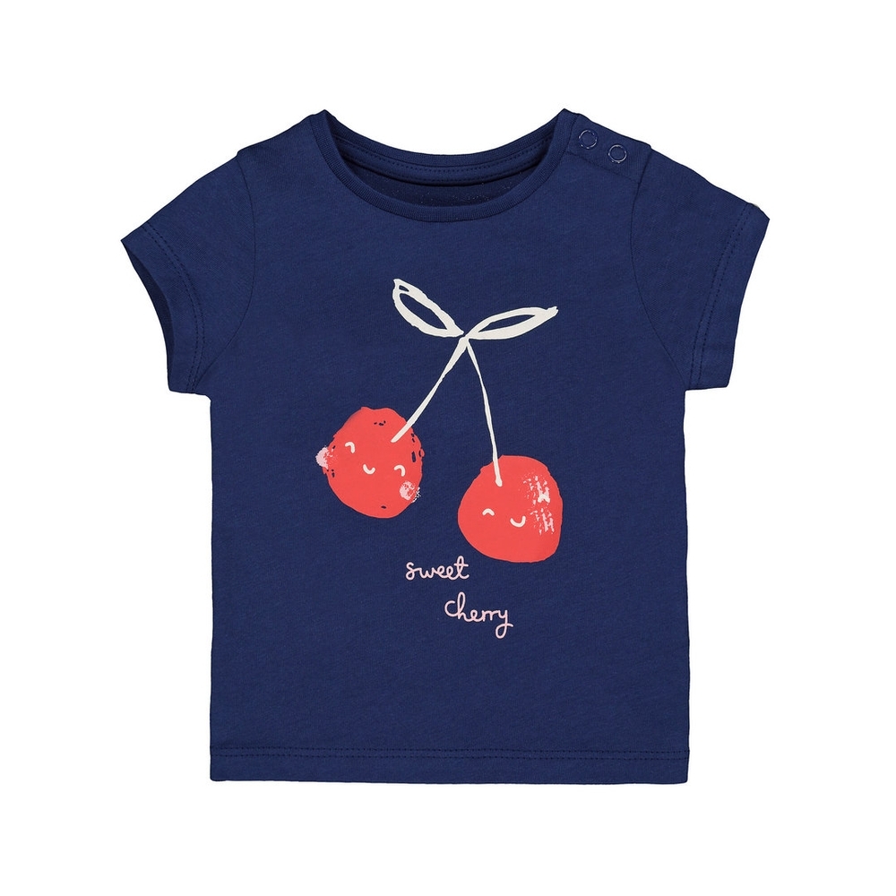 

Girls Half Sleeves T-Shirt Cherry Print - Blue