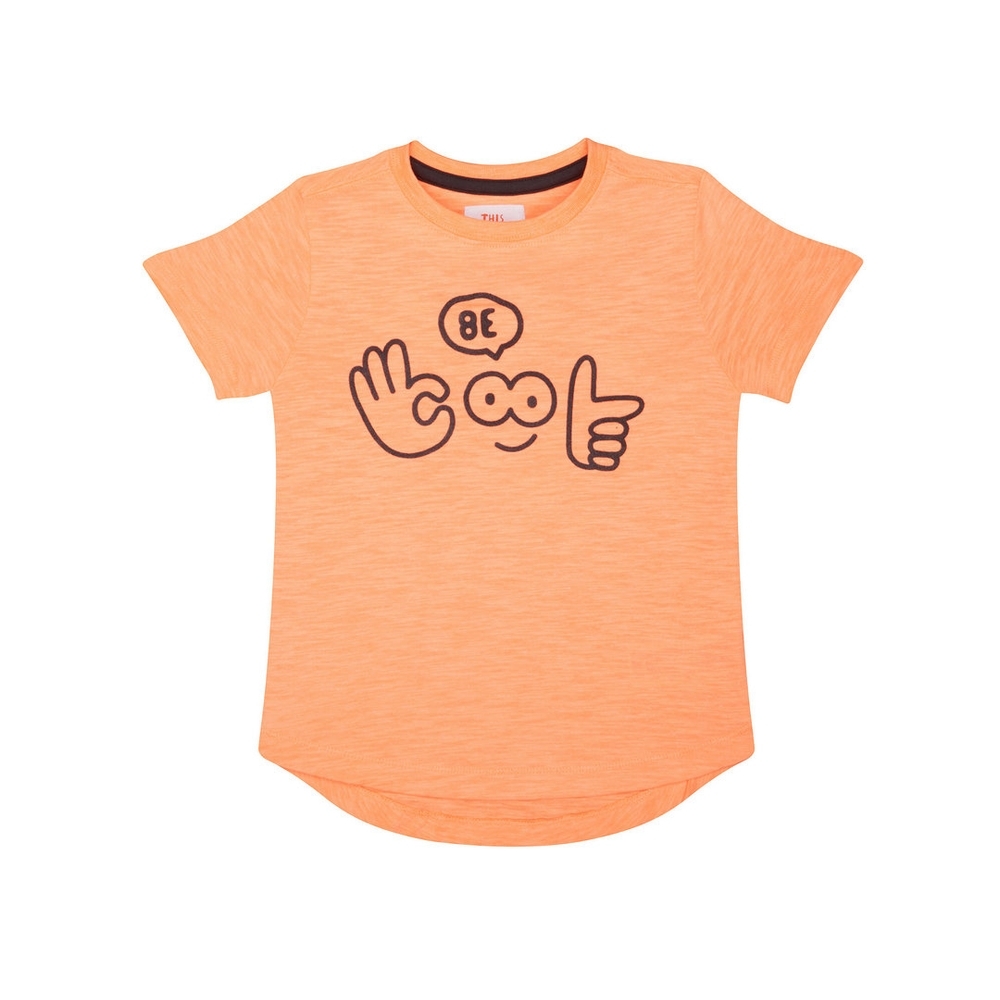 

Boys Half Sleeves Textured Print T-Shirt - Orange