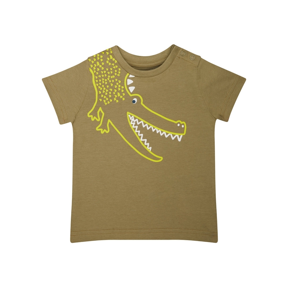 

Boys Half Sleeves T-Shirt Crocodile Print - Beige