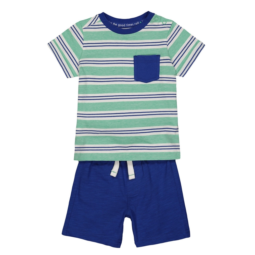 

Boys Short T-Shirt Set Stripe - Green Blue