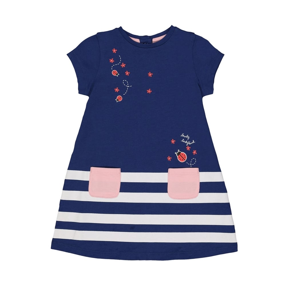 

Girls Half Sleeves Dress A -Line Stripe - Navy