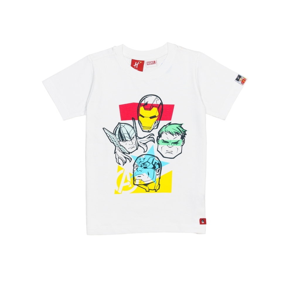 

H by Hamleys Boys Short Sleeves T-Shirt Avengers Chest Print-White