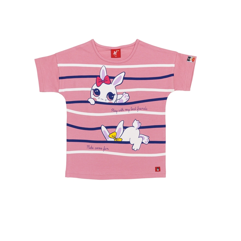 

H by Hamleys Girls Short Sleeves T-Shirt Cat Print-Pink