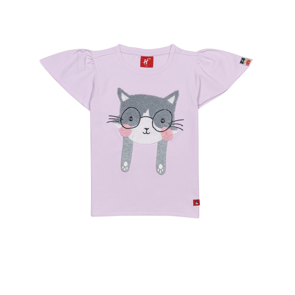 

H by Hamleys Girls Short Sleeves T-Shirt Peekaboo Print-Lavender