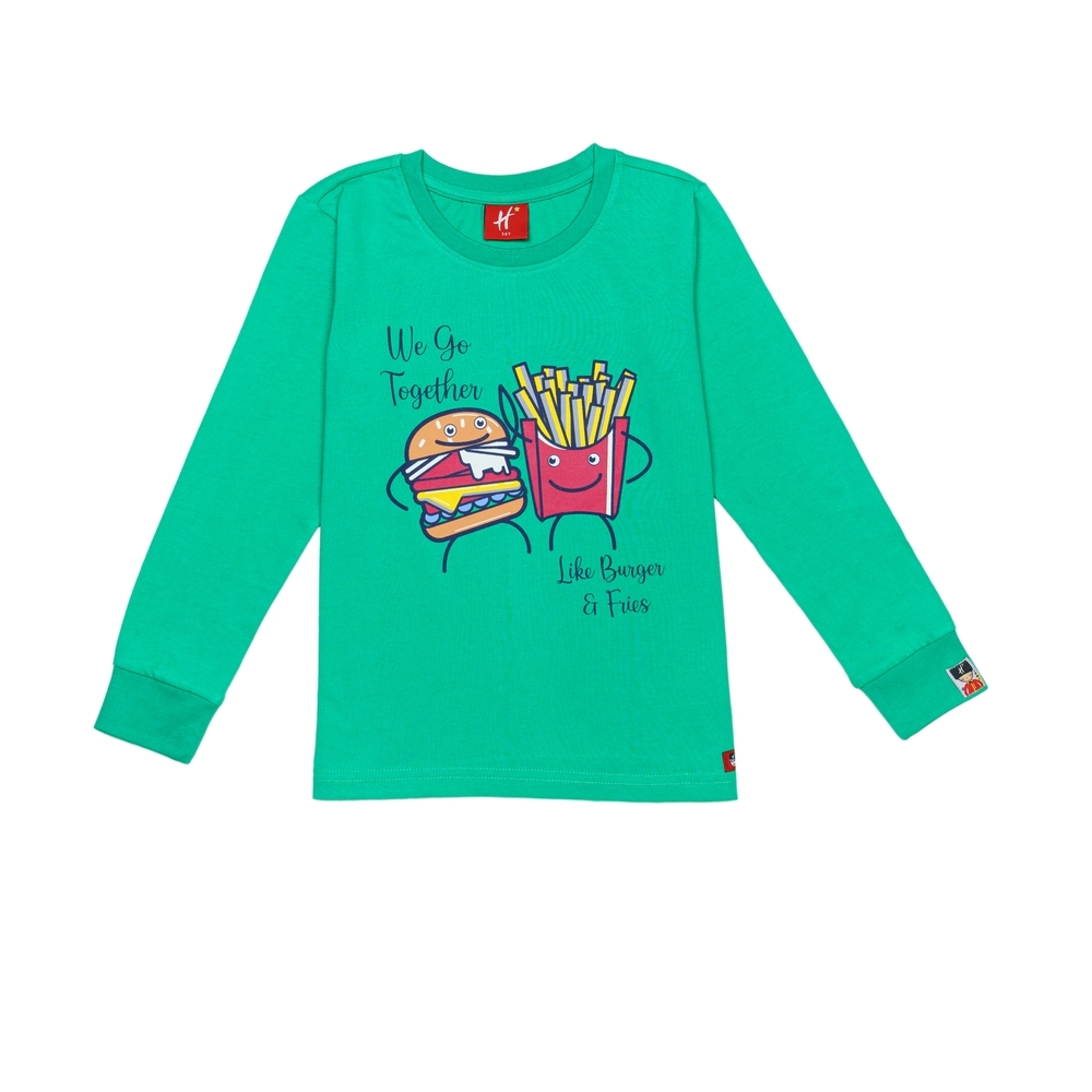 

H by Hamleys Unisex Full Sleeves T-Shirt Burger Fries Print-Green