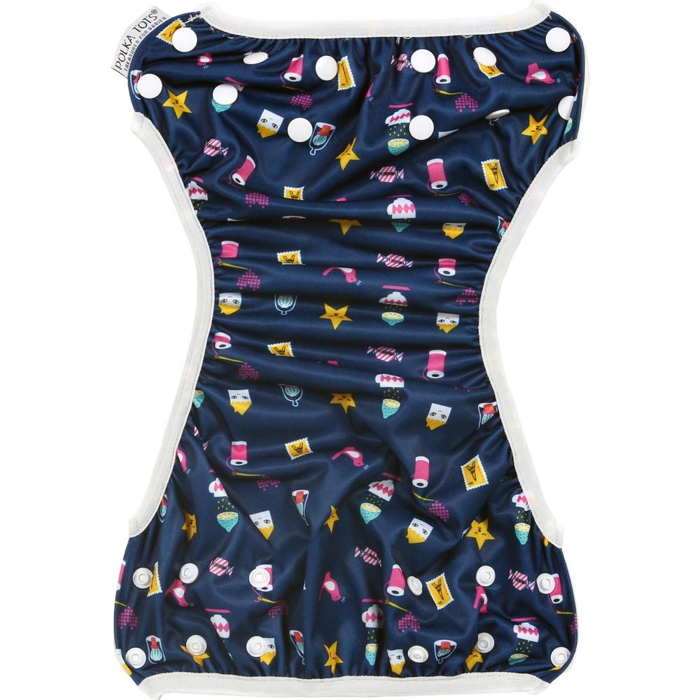 

Polka tots mix design reusable swim diaper blue