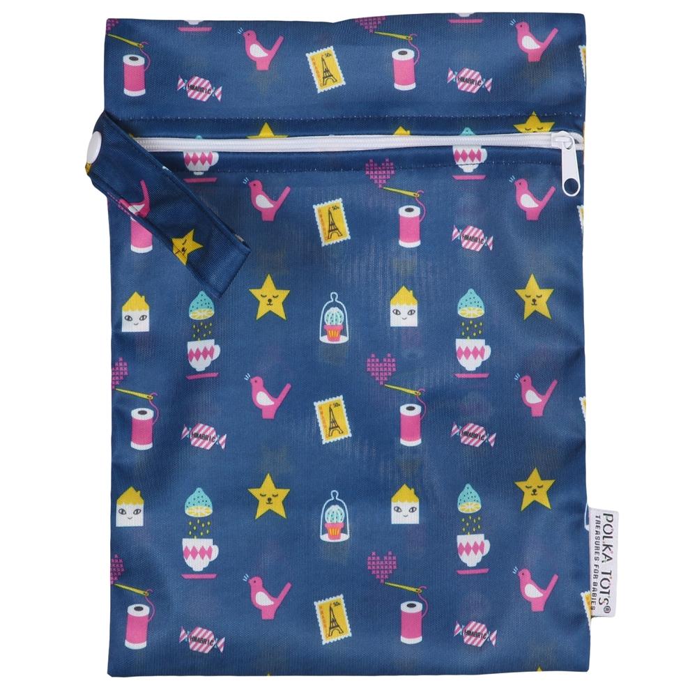 

Polka tots mix waterproof diaper bag dark blue
