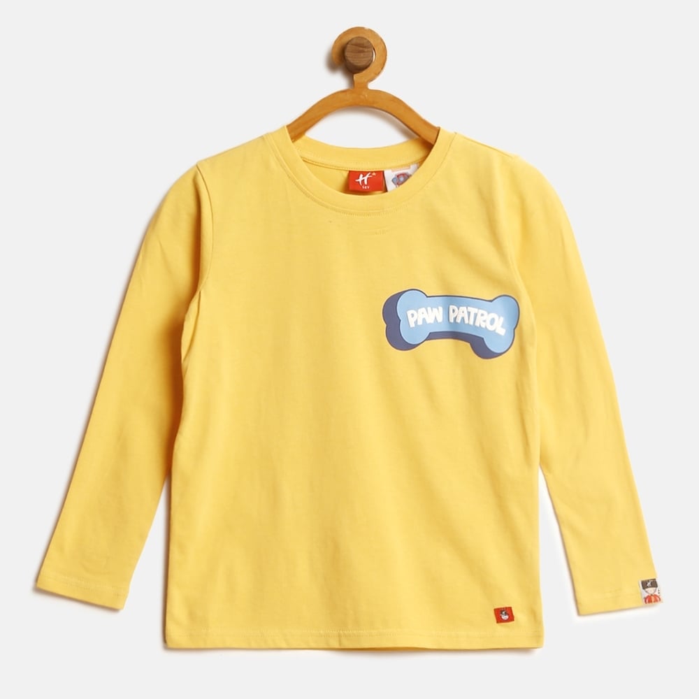 

Unisex Half Sleeve T-Shirts Paw Patrol Chest Print-Ocher