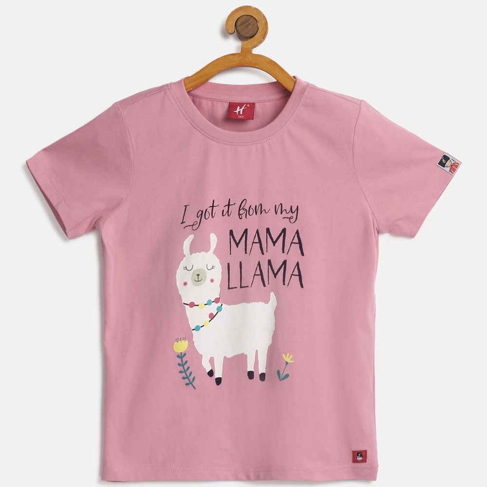 

Unisex Half Sleeve T-Shirts Slogan Print-Pink