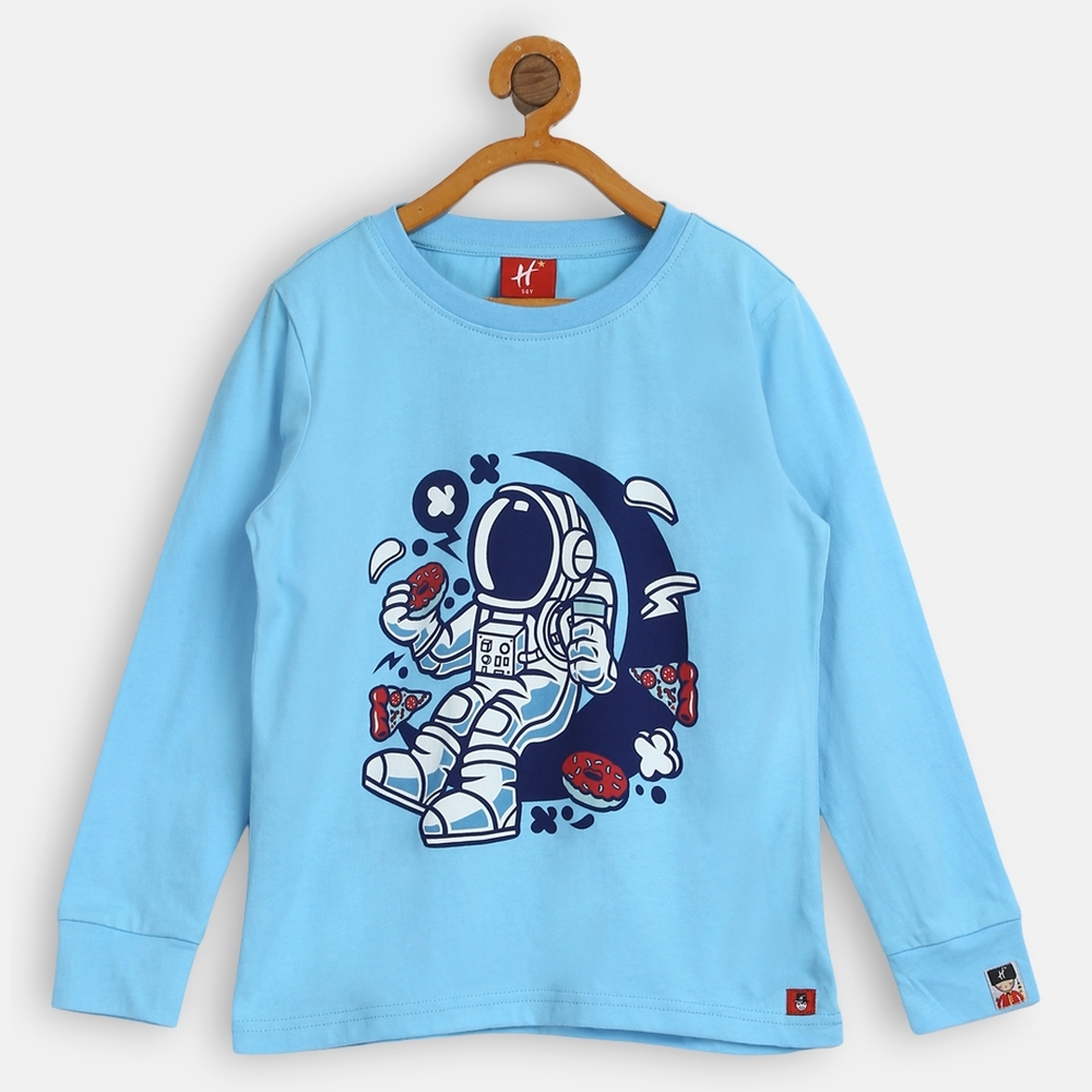 

H By Hamleys Boys Full Sleeve T-Shirts Space Design-Blue