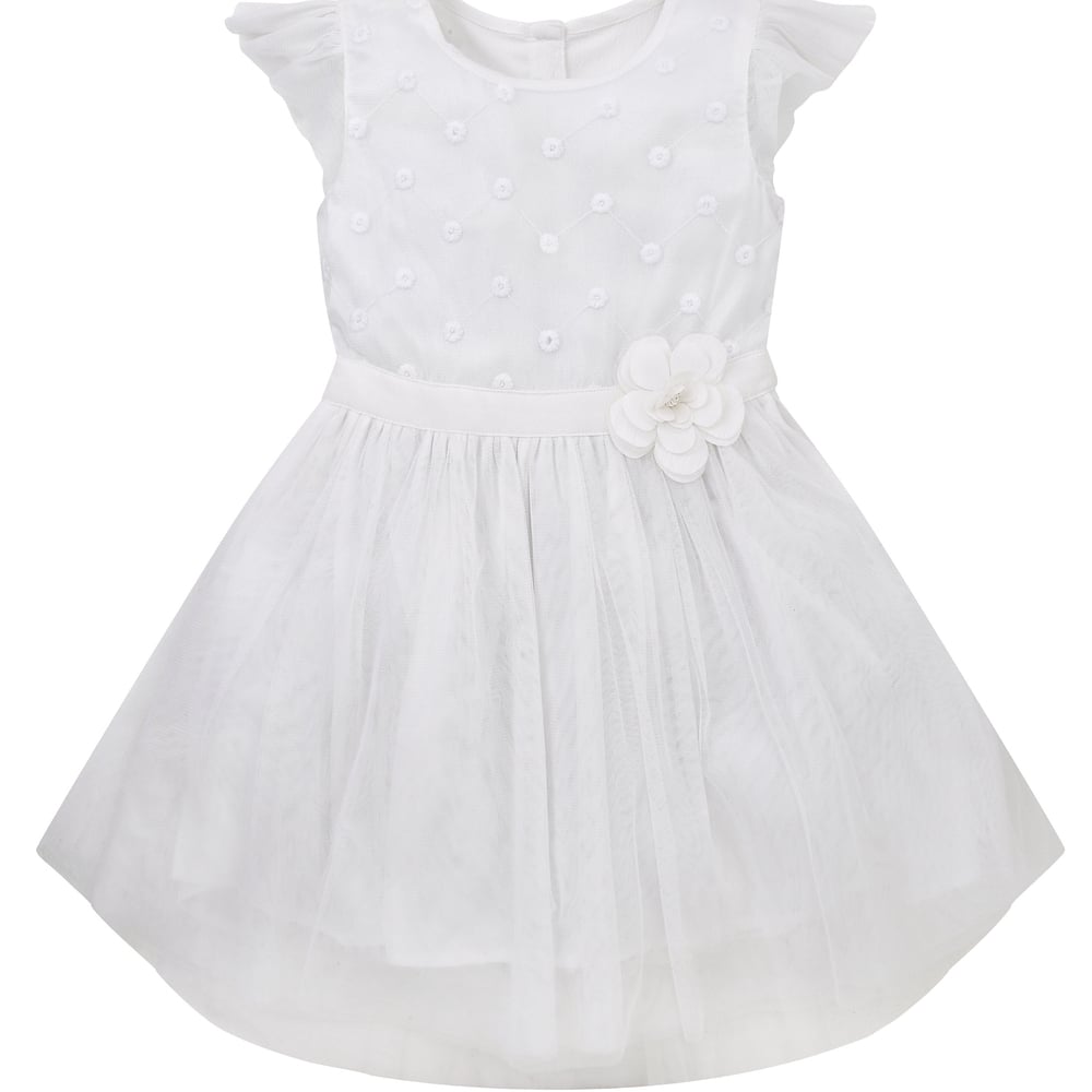 

Girls Corsage Dress With Train - White