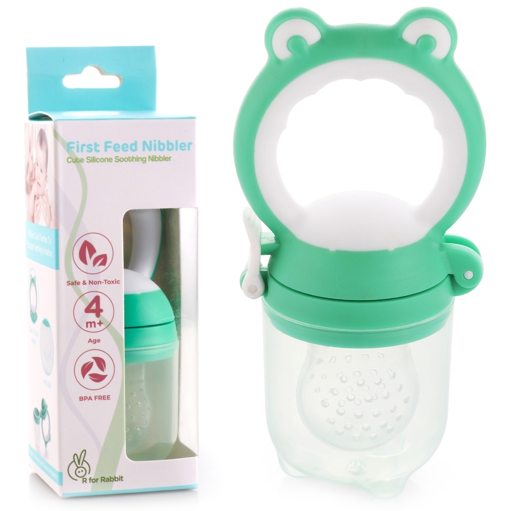 

R for rabbit first feed teether&amp nibbler green